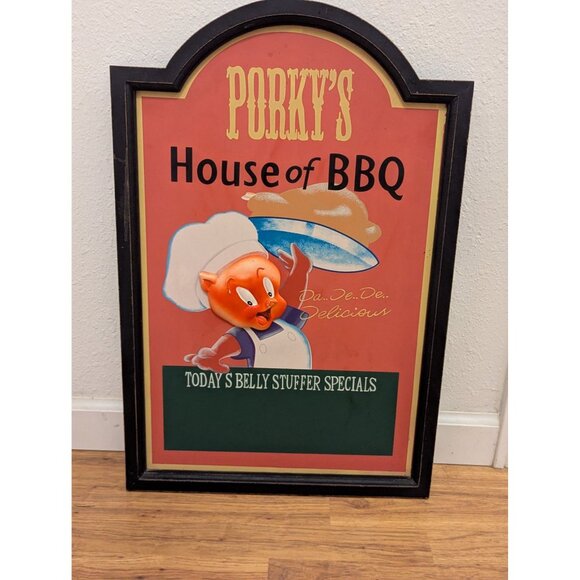 Porkys House Of BBQ Retro Wall Sign With 3D Pig Chef Design - Picture 1 of 4